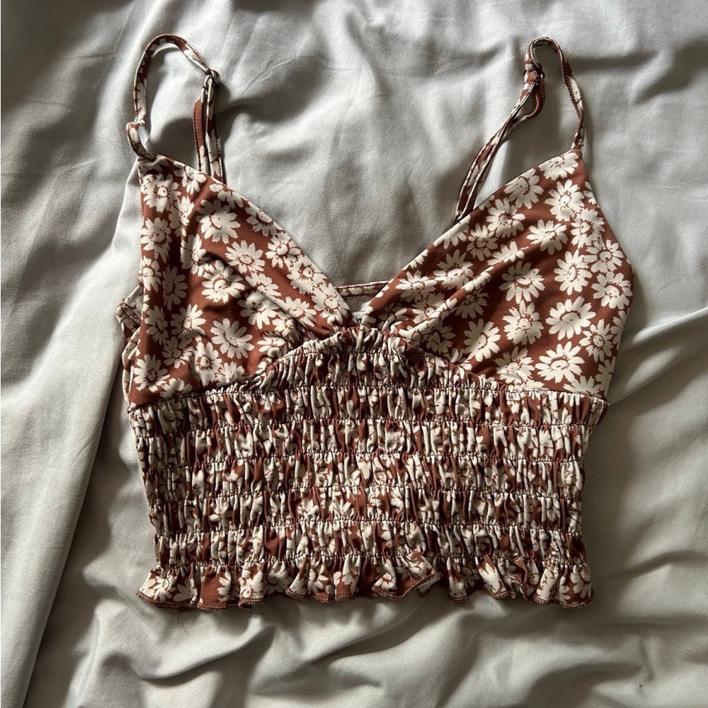 Brown floral tank top